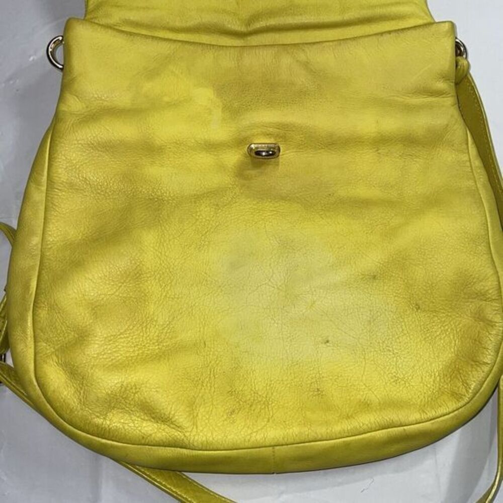 Henri Bendel‎ Bright Yellow Leather Crossbody Bag  Handbag 11"x11" - Picture 12 of 14